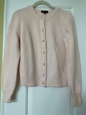 J. Crew Pale Pink Button-Front Ribbed Knit Cardigan